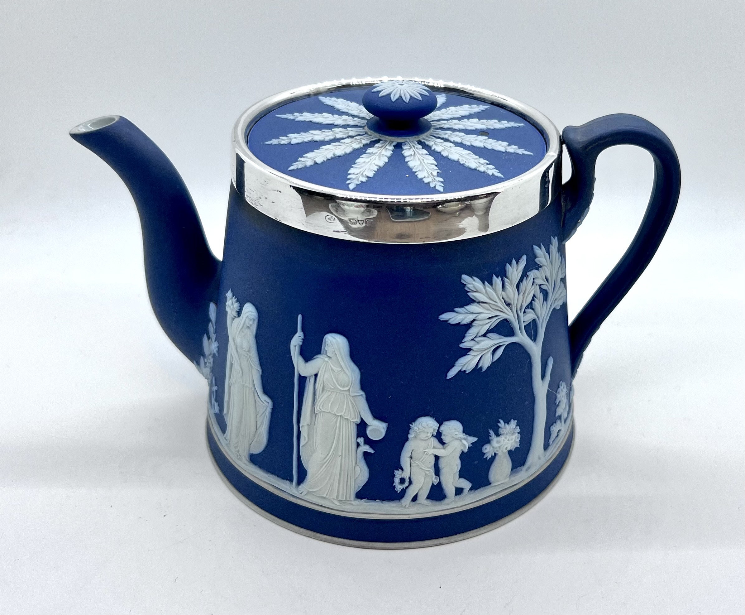 WEDGWOOD JASPERWARE TEAPOT Antique Wedgwood Teapot Victorian Hallmarked