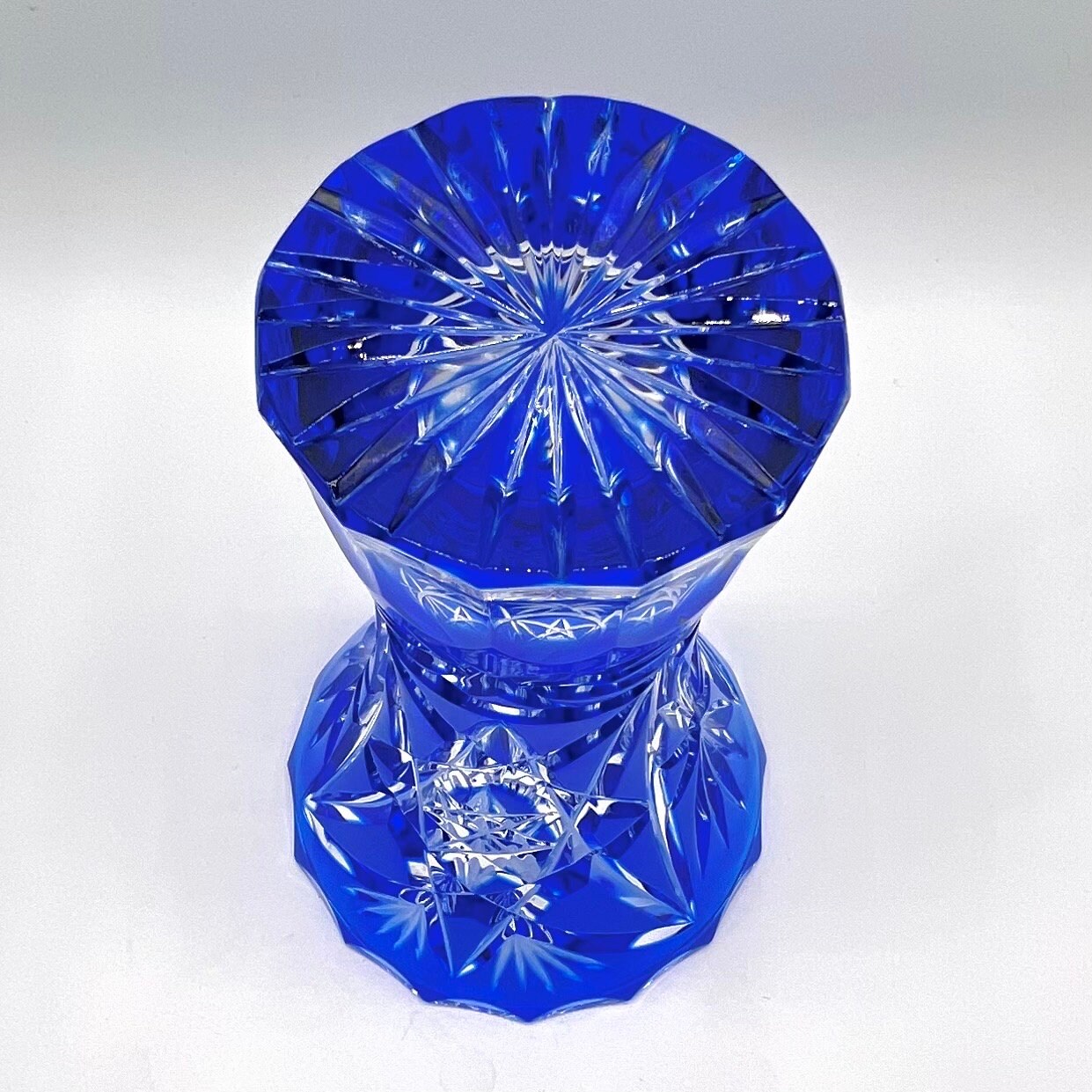 コバルトブルー クリスタル花瓶 ボヘミアクリスタル花瓶＆プレートセット：コバルトブルー、ゴールド