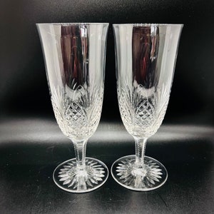 Vintage Champagne Flutes: Gacetted Cut Crystal Glasses with Star Base