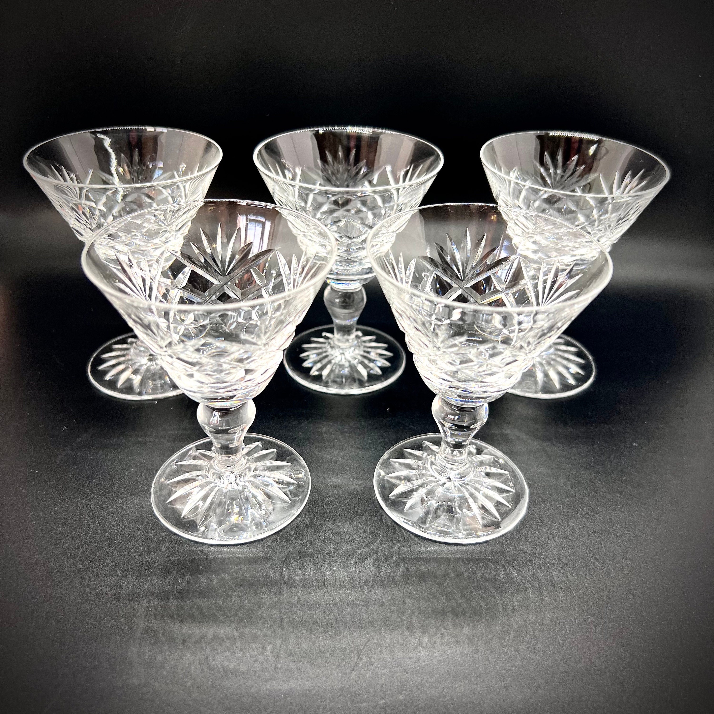 Vintage Cut Crystal Port Glasses 5 Short Stemmed Cordial Etsy