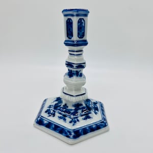ANTIQUE MEISSEN PORCELAIN Candlestick holder | Antique Blue and white porcelain Table candleholder | first Wahl signed double swords c1860