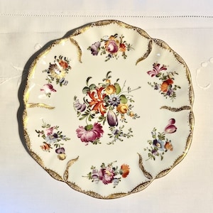 PLACA DE DRESDEN ANTIGUA - Placa de Helena Wolfsohn pintada a mano / Firmada c1875 / Placa de porcelana antigua / Placa de flor de Dresden / Dresden antigua
