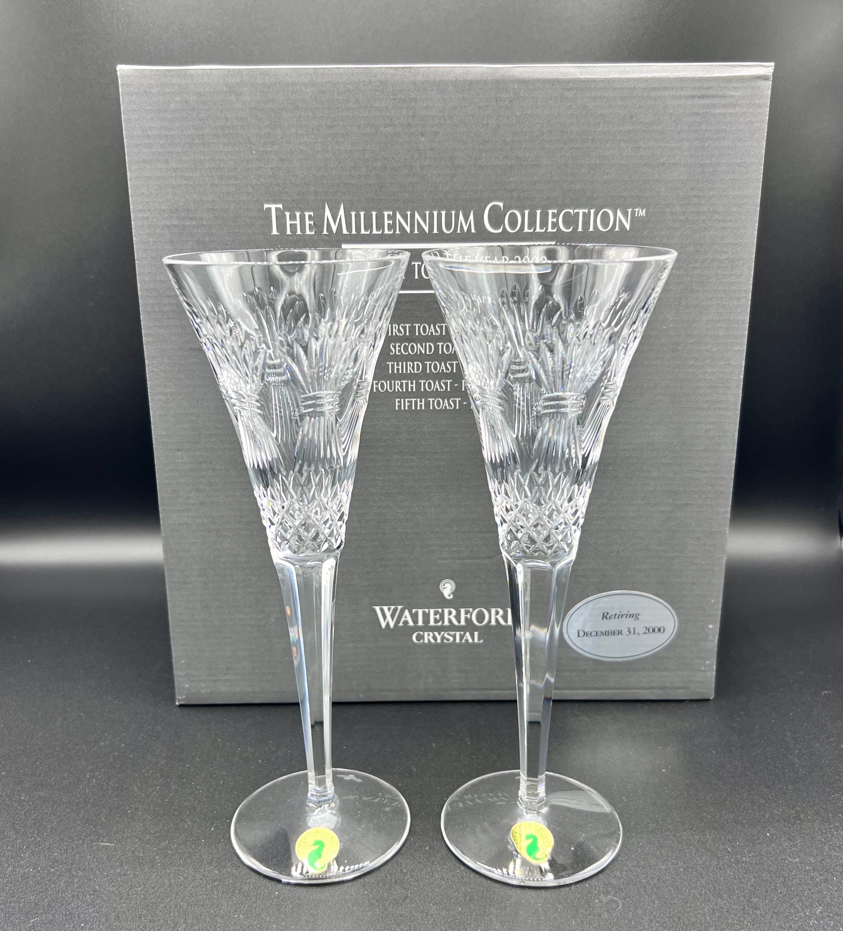 Waterford Crystal Champagne Flutes, the Millennium Collection Yr2000