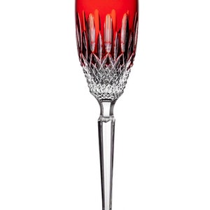 WATERFORD CRYSTAL Clarendon Champagne Glass Flute, Cut Crystal cut in Clear Red Colored, Signed in Perfect Condition Gift Idea