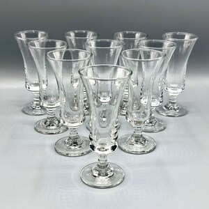 VINTAGE SHOT GLASSES - Vintage Liquor, spirit or schnapps glasses, vintage barware, cocktail party glasses, set of 10 handblown glasses