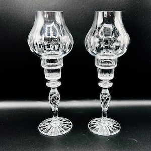 Vintage Cut Crystal Candlestick Holders: Regency Style Home Decor