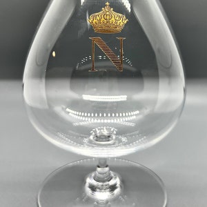 Vintage Baccarat Crystal Cognac Snifter: 24k Gold Napoleon Initial
