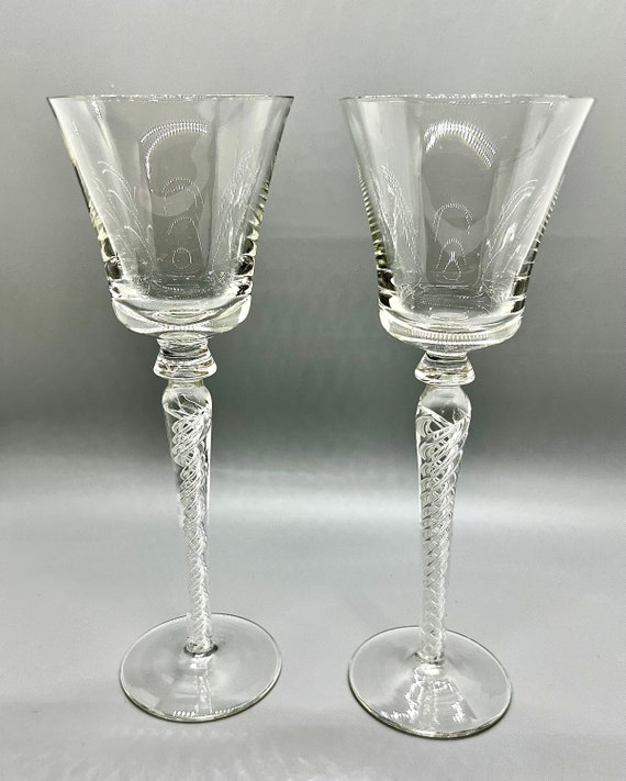 ANTIQUE CHAMPAGNE Wine GLASSES With Airtwisted Stem Bell Shaped Bowl and Polish Pontil. Rar Vintage Wine Glasses 21.5 Cm Tall Etsy UK