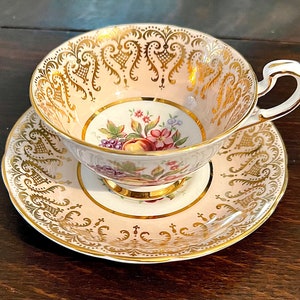 Vintage Paragon Bone China Tea Cup and Saucer: Royal Warrant, Gilded Floral Design