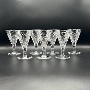 Vintage Cut Crystal Sherry Glasses - Set of 7 - English Cordial Glasses