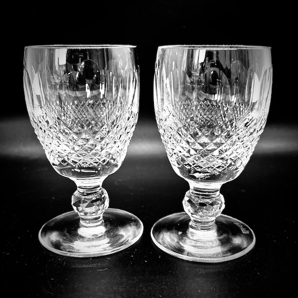 WATERFORD CRYSTAL Port glasses | 2 Vintage Waterford Colleen pattern | vintage cut crystal cordial Glasses | thumb cut glasses