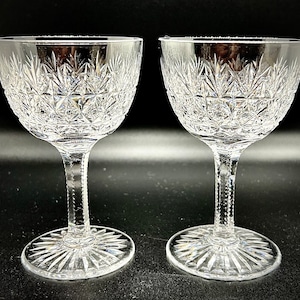 Vintage Thomas Webb Crystal Wine Glasses: Wellington Cut, Faceted