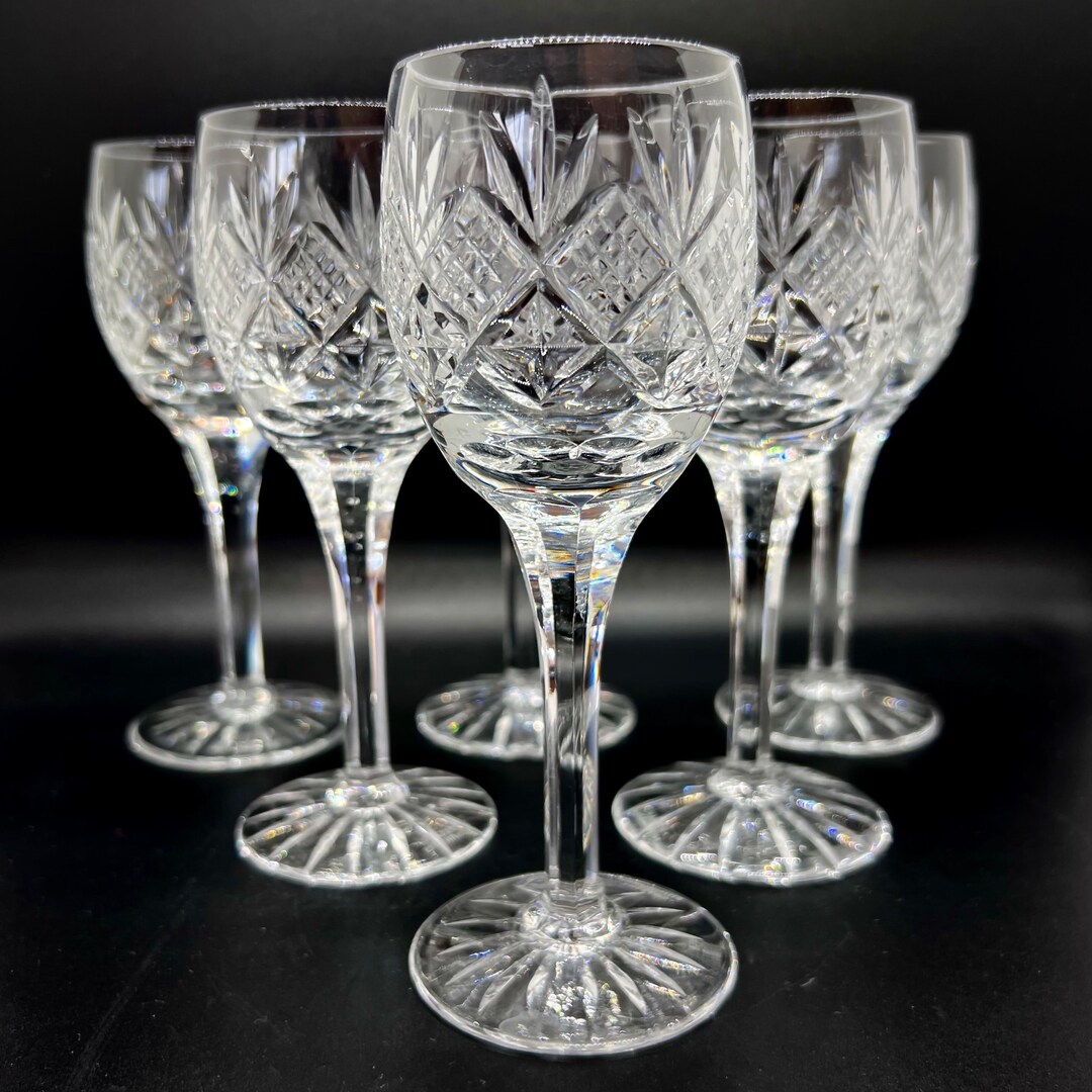 EDINBURGH CRYSTAL Port Glasses, Vintage Cut Crystal Tall Sherry Glasses