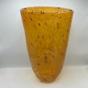 Vintage MURANO Style ART Glass splatter VASE. Tall Handblown Amber Glass, Organic shaped for home decoration, Height 43 cm