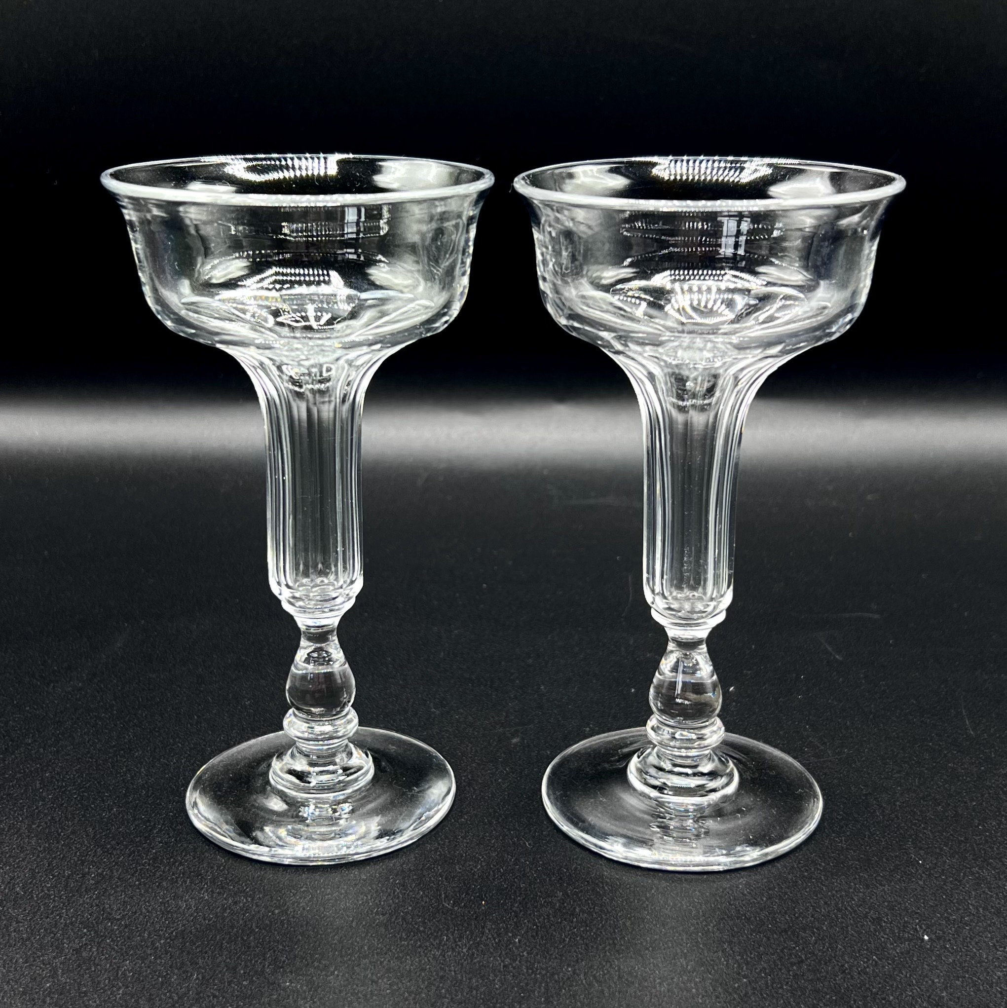 Antique Victorian Hollow Stem Champagne Coupes Rare Pair of Hand Blown and Faceted Cut Glasses C. 1880 Etsy UK