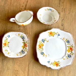 Vintage Royal Albert Bone China Tea Set: Poppies, Handpainted Floral, 1917-1928