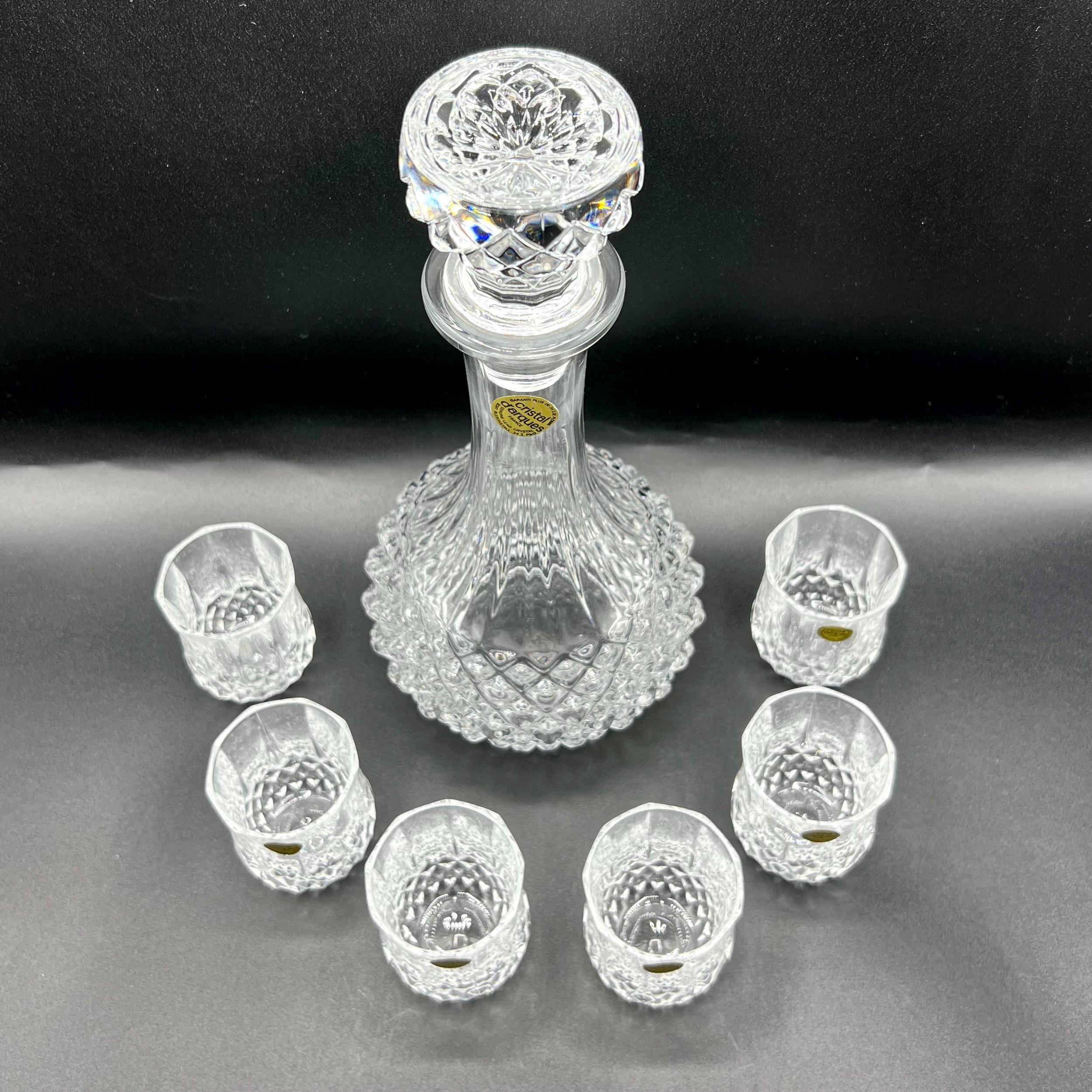 Vintage Shot Glasses, Cristal D'arques Longchamp Decanter Set