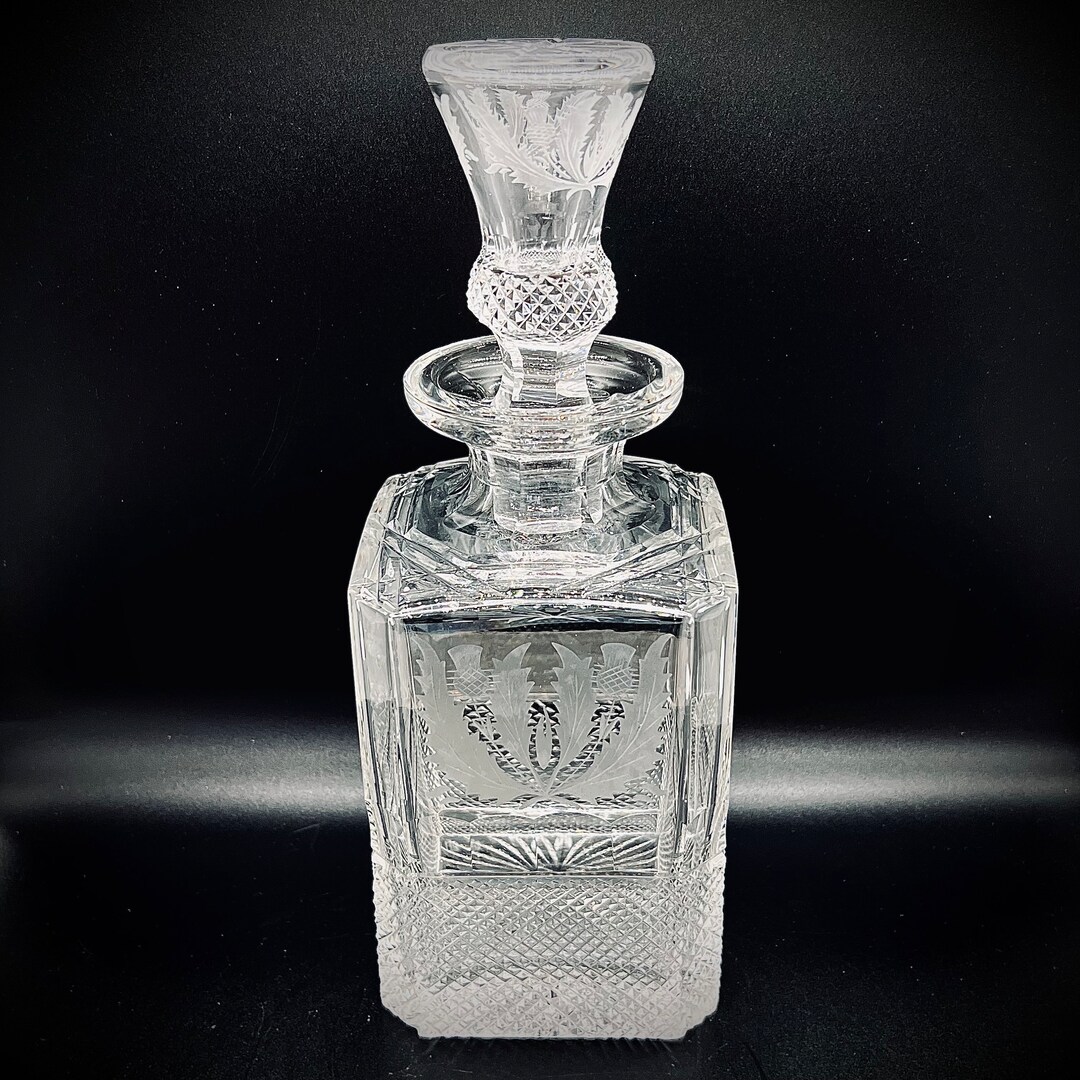 EDINBURGH CRYSTAL DECANTER Thistle Pattern Vintage Square Etsy