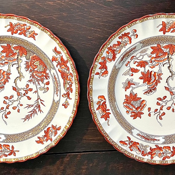 2 ANTIQUE SPODE porcelain PLATES | Pattern Indian Tree, width 25 cm