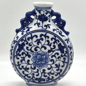 WAZON Z PORCELANY CHIŃSKIEJ | Antyczna chińska niebiesko-biała | Porcelana Qianlong | Antyczna chińska ceramika | Antyczna chińska flaszka
