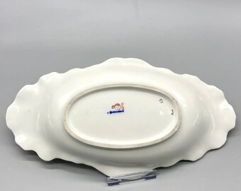 KPMベルリンアンティーク磁器皿 – 手描き花柄、重厚金鍍金、ロイヤル