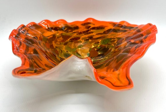 ヴィンテージ ムラーノ アート ガラス ボウル: オレンジ Tutti Frutti