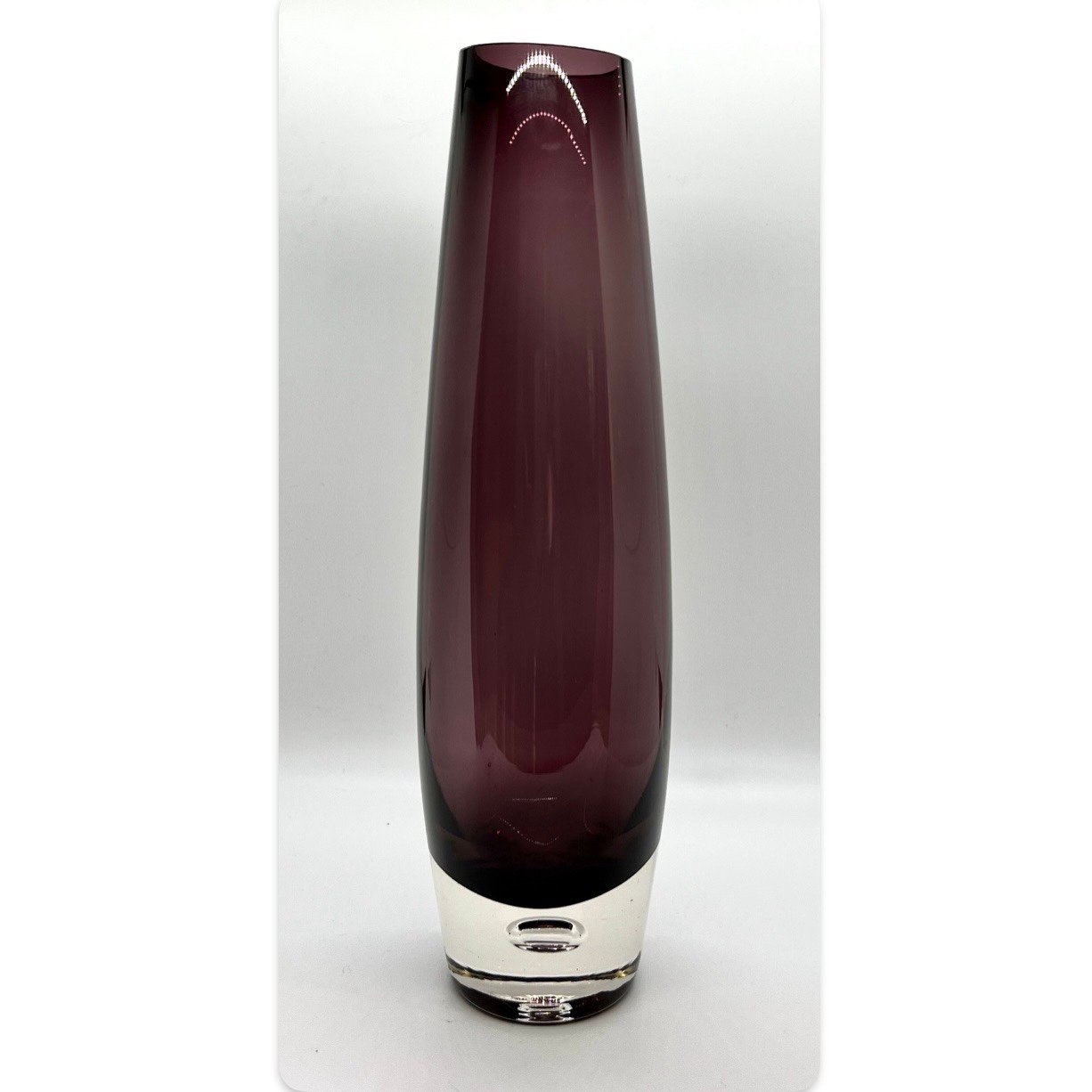 Vintage Murano Glass Vase: Dark Amethyst Mid-Century Art