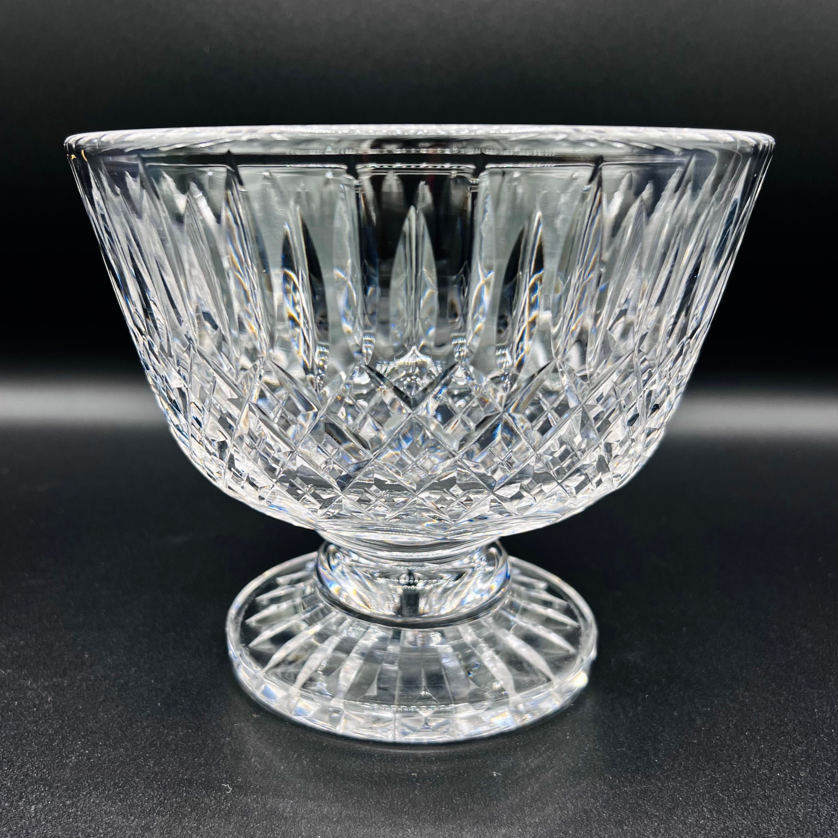 Vintage Cut Crystal Pedestal Bowl, Heavy Lead Crystal Mid Sized Bowl Etsy
