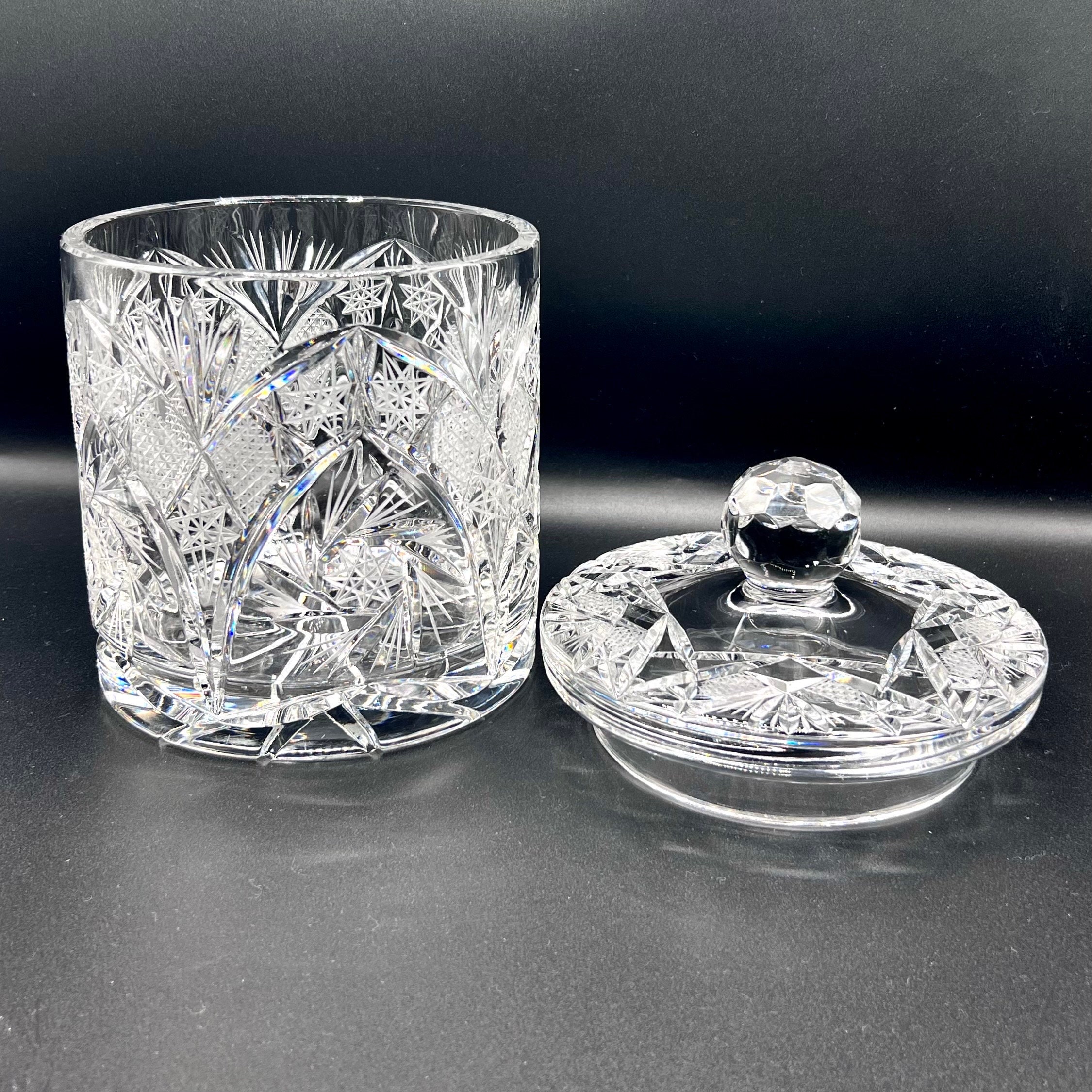 VINTAGE CUT CRYSTAL Biscuit Barrel Pinwheel Bohemian Lidded Jar - Etsy