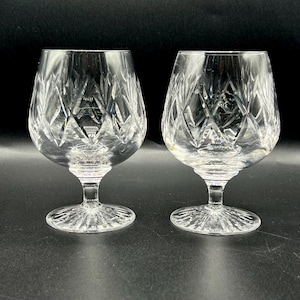 Vintage Stuart Crystal Brandy Snifters: Diamond Cut Cognac Glasses, Set of 2