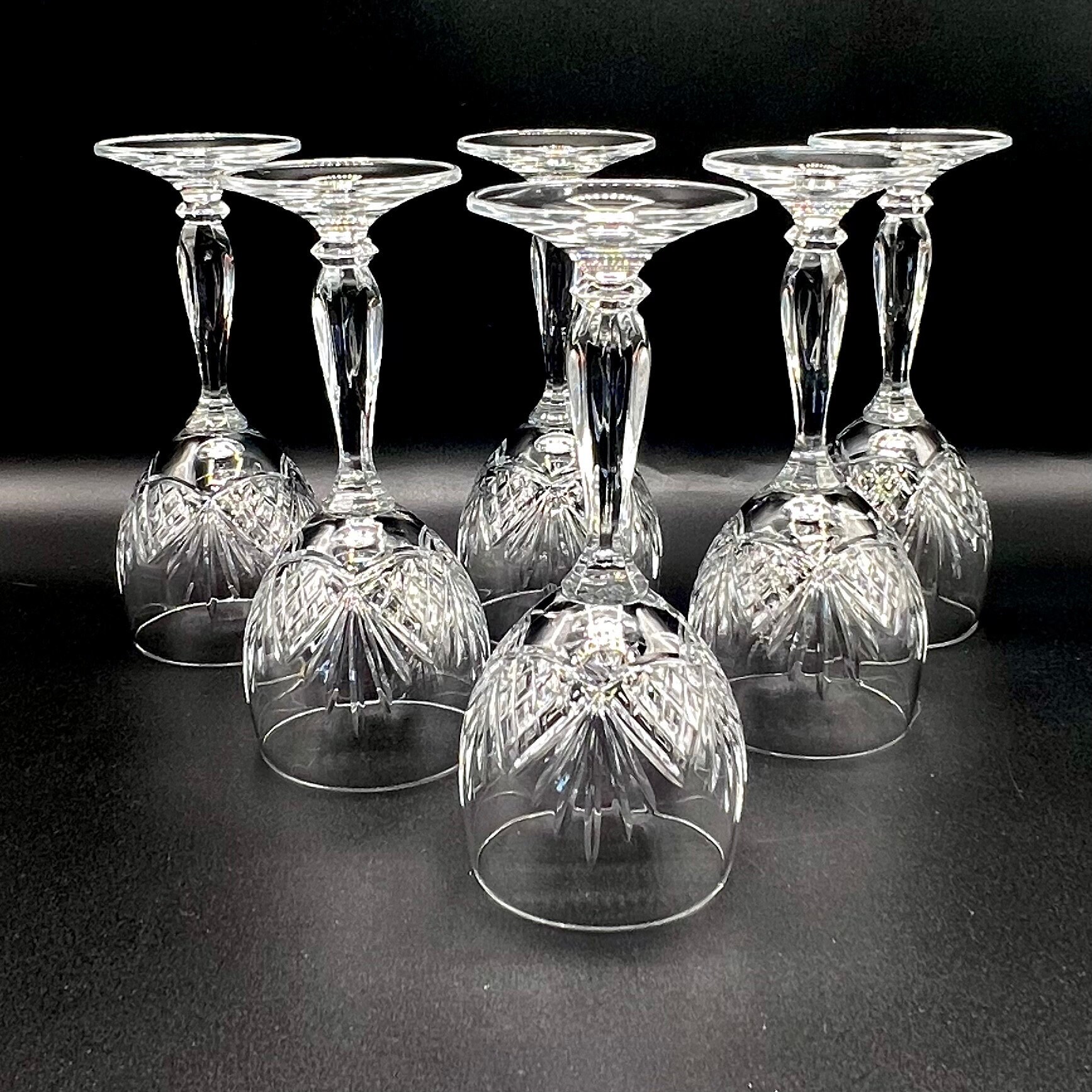 ヴィンテージ ボヘミアン クリスタル ワイングラス - 6個セット