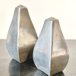 Antique Just Andersen Pewter Salt & Pepper Shakers: Danish Art Deco Cruet Set