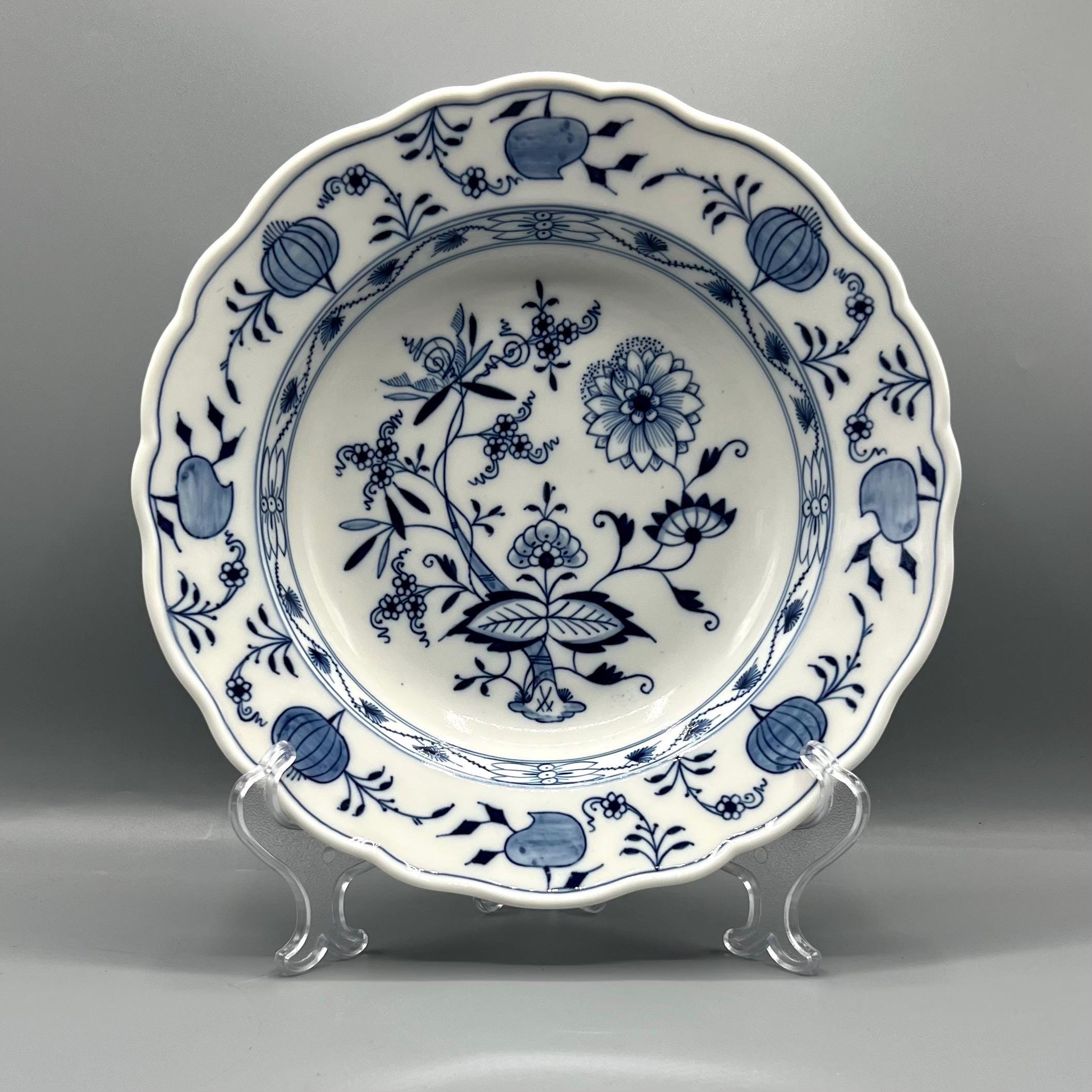 アンティーク マイセン磁器皿：ブルーオニオン模様、1900年頃