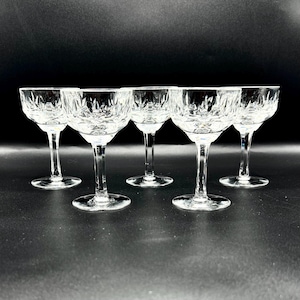 Vintage Webb Corbett Crystal Port Glasses - Set of 5 Cordial Coupe Glasses