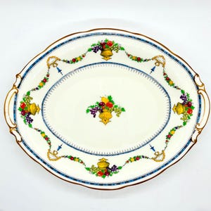 Plato ovalado vintage de porcelana Royal Cauldon con diseño Malvern