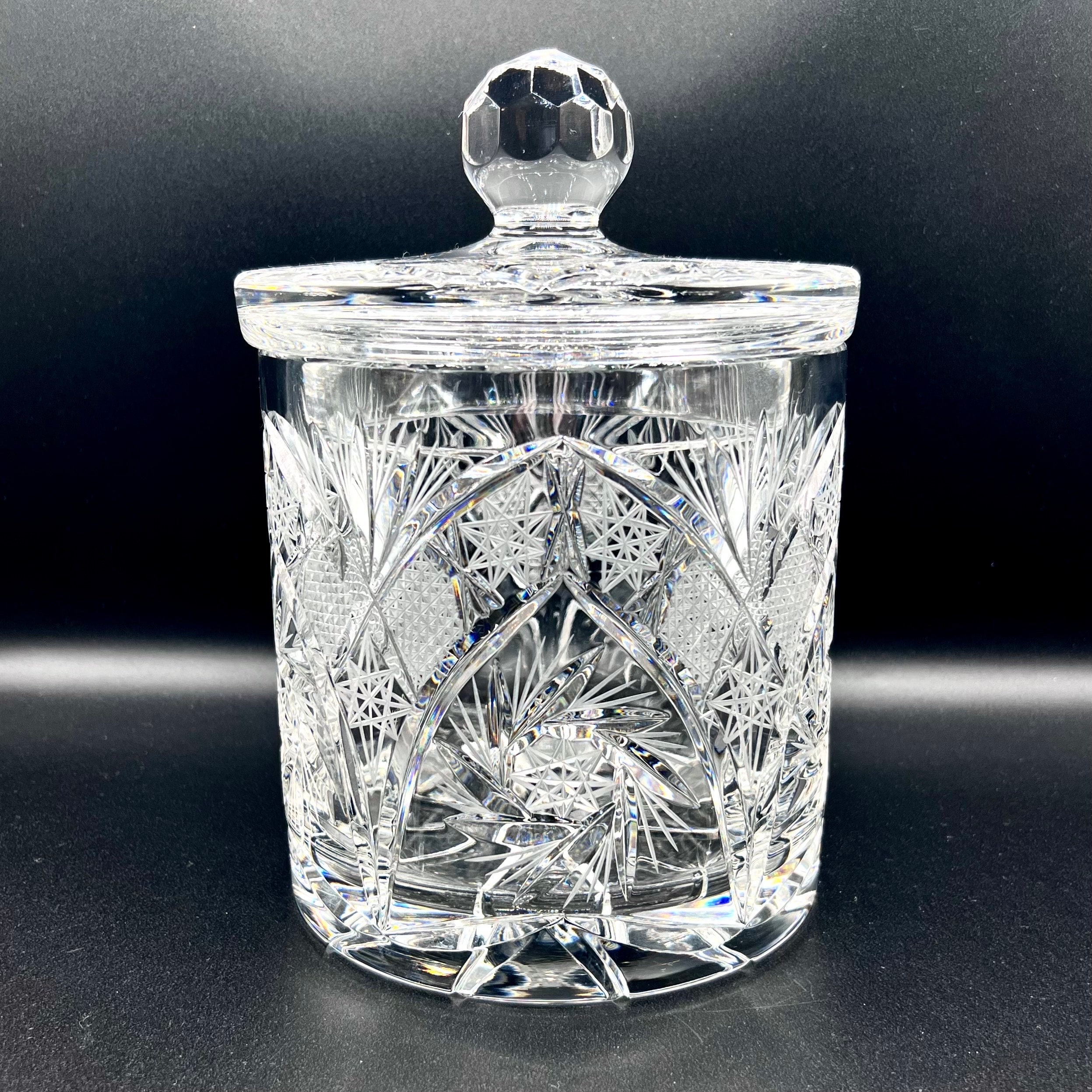 VINTAGE CUT CRYSTAL Biscuit Barrel Pinwheel Bohemian Lidded Jar - Etsy