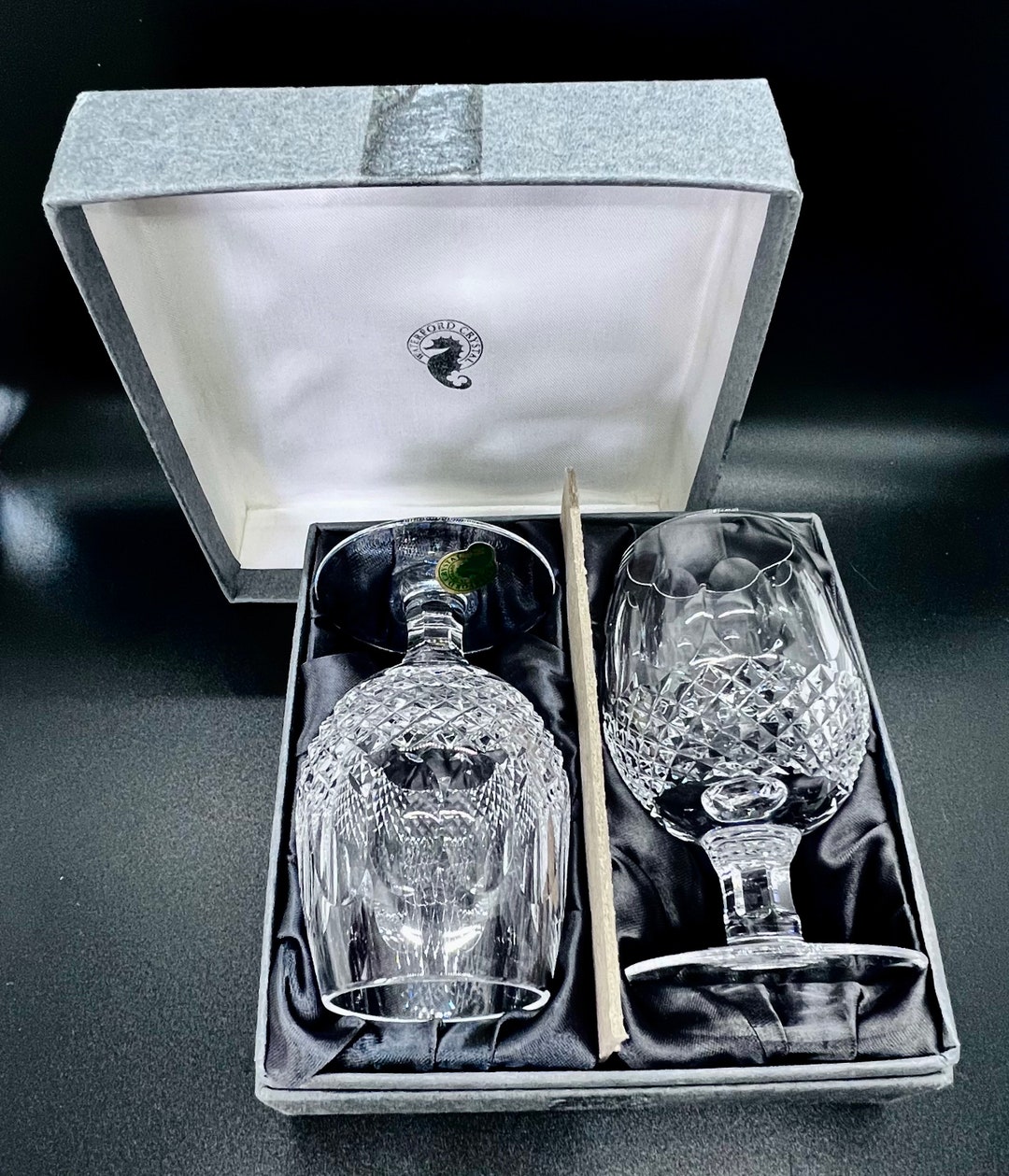WATERFORD CRYSTAL Glasses 2 Vintage Waterford Colleen Glasses Sherry Glass Gift Boxed Waterford