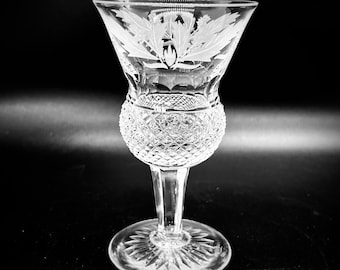 EDINBURGH CRYSTAL GLASS | Vintage Edinburgh Thistle Sherry Glass | Vintage cut crystal Liquor glass | Made in Scotland | Christmas glass