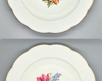 アンティーク マイセン磁器 白と金のテクスチャプレート 直径11インチ