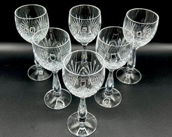 ヴィンテージ ボヘミアン クリスタル ワイングラス - 6個セット