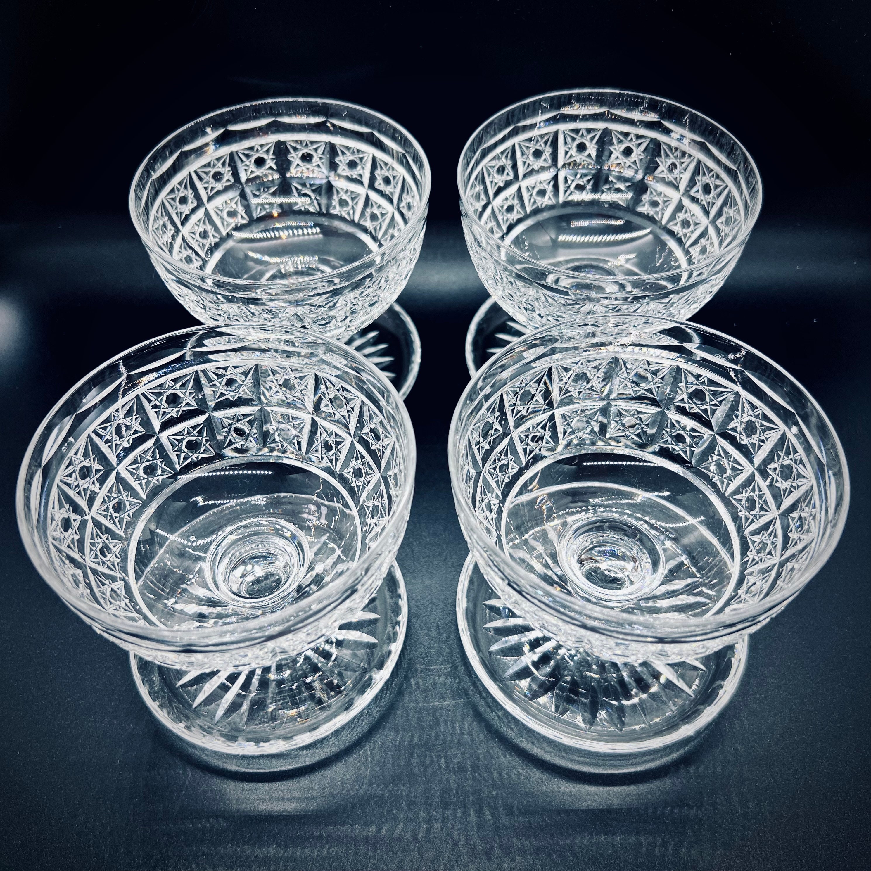VINTAGE SAUCER GLASSES | 2 Rare Webb Crystal Coupe Glasses