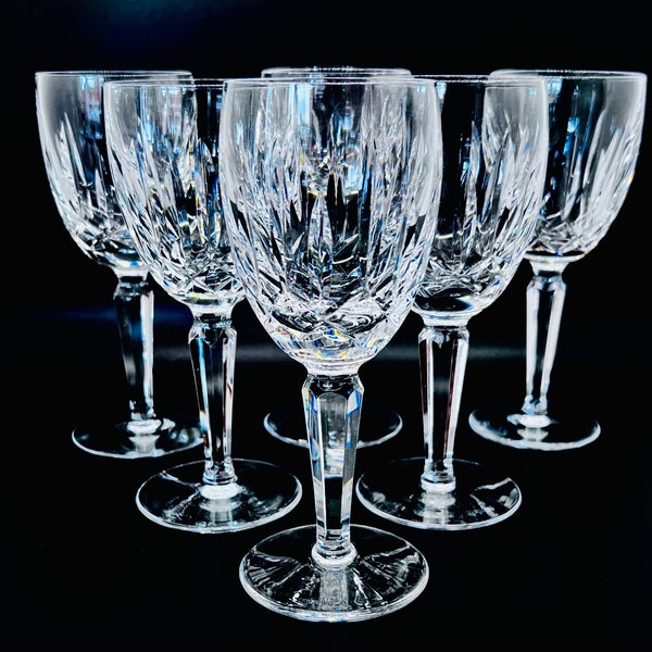 WATERFORD CRYSTAL Kildare Wine Glass, vintage cut crystal glasses | 6 available, height 16.5 cm vintage Waterford claret wine glasses