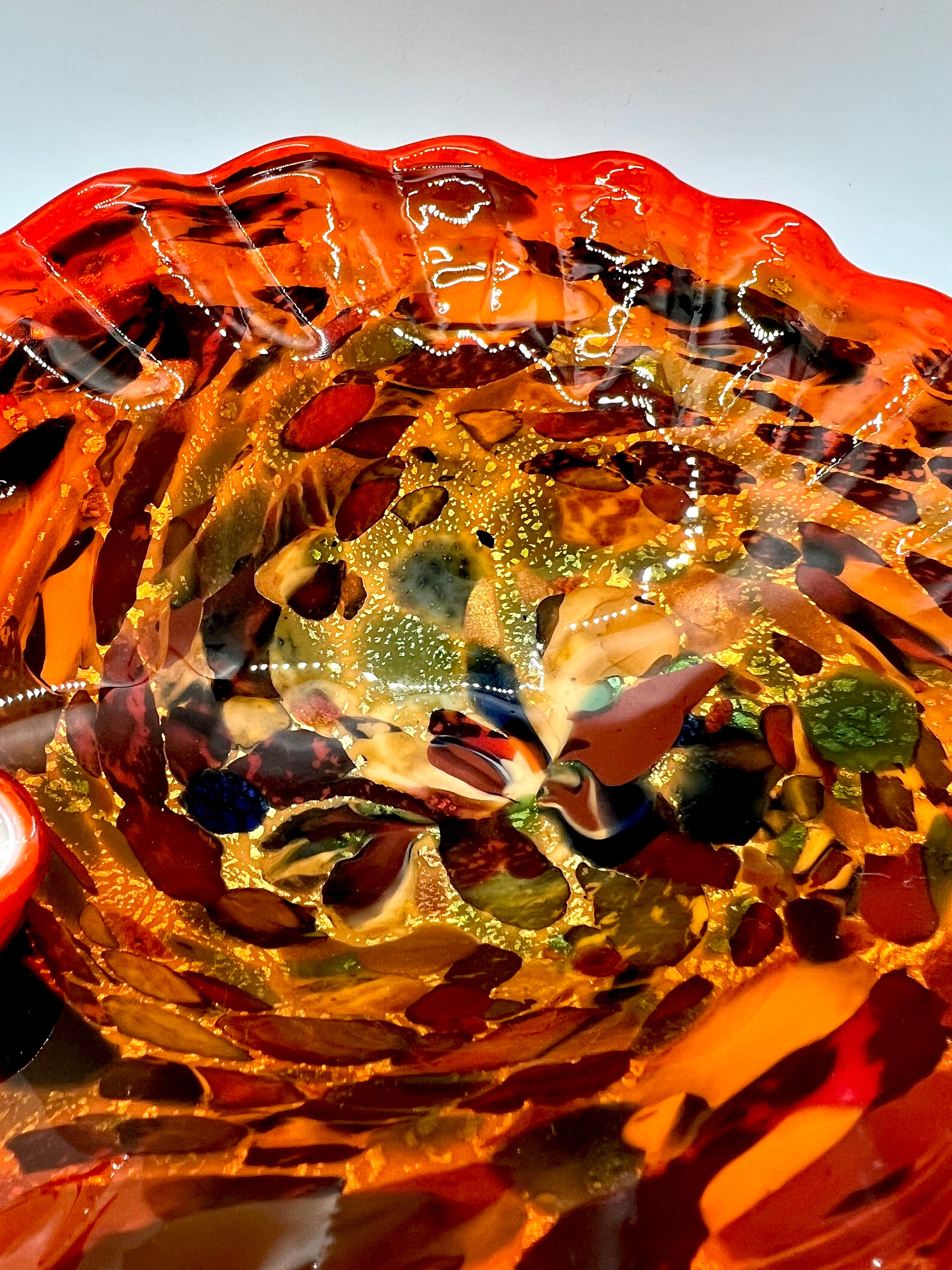 ヴィンテージ ムラーノ アート ガラス ボウル: オレンジ Tutti Frutti