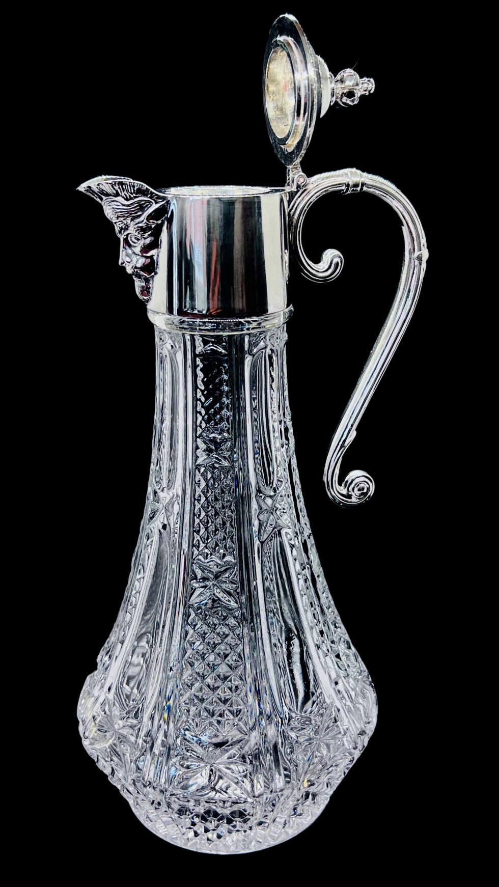 ANTIQUE CLARET DECANTER Vintage Glass Pitcher With Silver Etsy UK