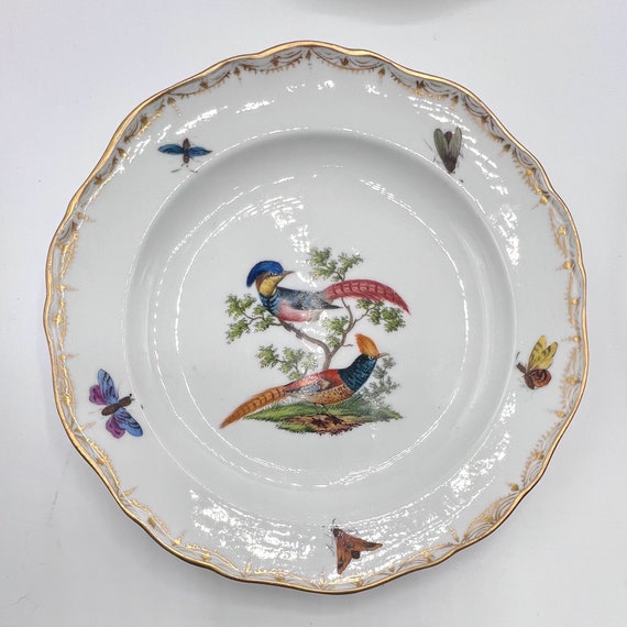 専用　マイセン　meissen 鳥　昆虫　プレート Meissenマイセン/※極珍品 1級品 上級背面装飾 鳥昆虫 飾り皿