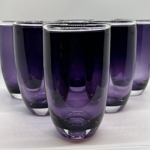 HANDBLOWN GLASS TUMBLERS | Large Purple Glass Water Tumbler | Handblown Juice or Water Glasses | Heavy Glass 440gram a glass