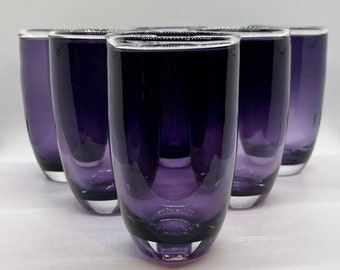 Handblown Purple Glass Tumblers: Heavy Water Glasses