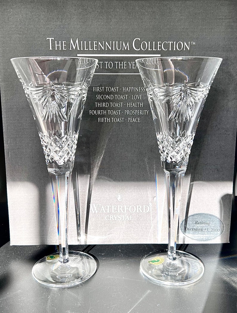 Waterford Crystal Champagne Flutes, the Millennium Collection Yr2000