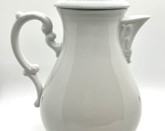 Vintage Hutschenreuther Coffee Pot: Maria Theresa White Porcelain, Germany 1960s