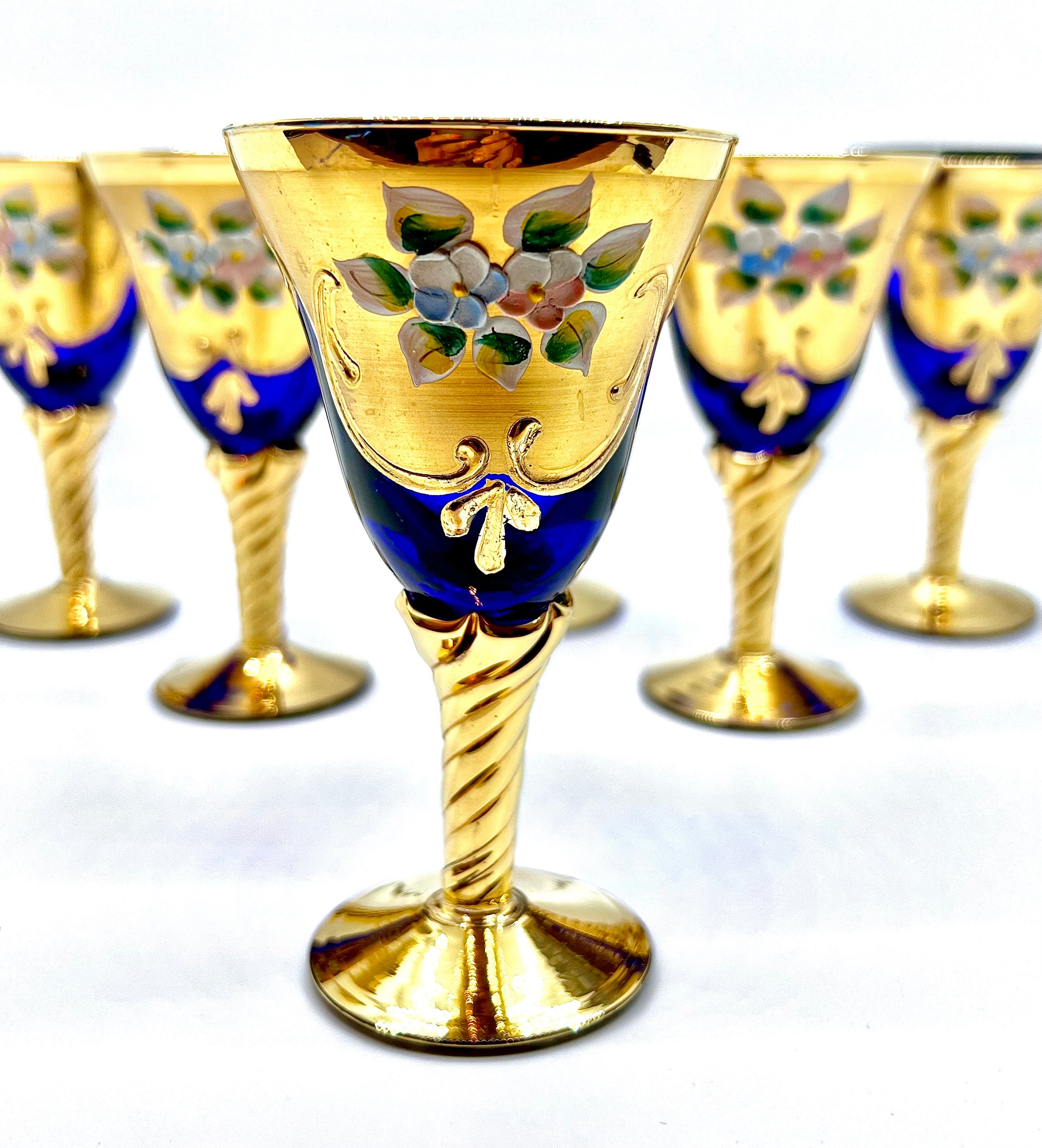 MURANO MORGILLO GLASS ムラノ 金彩ブルー双耳飾り グラス MURANO MORGILLO GLASS ムラノ 金彩ブルー双耳飾り グラス MURANO